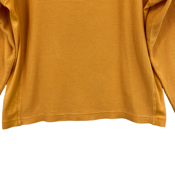 Gap Waffle Knit Thermal Mens Small Yellow Long Raglan Sleeve Crew Neck Pullover - Picture 4 of 12